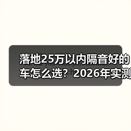 落地25万以内隔音好的车怎么选?2026年实测避坑清单(图4) 落地25万以内隔音好的车怎么选?2026年实测避坑清单(图4)