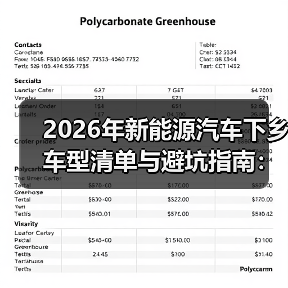 2026年新能源汽车下乡车型清单与避坑指南:选对一辆,省下三年油钱(图4) 2026年新能源汽车下乡车型清单与避坑指南:选对一辆,省下三年油钱(图4)